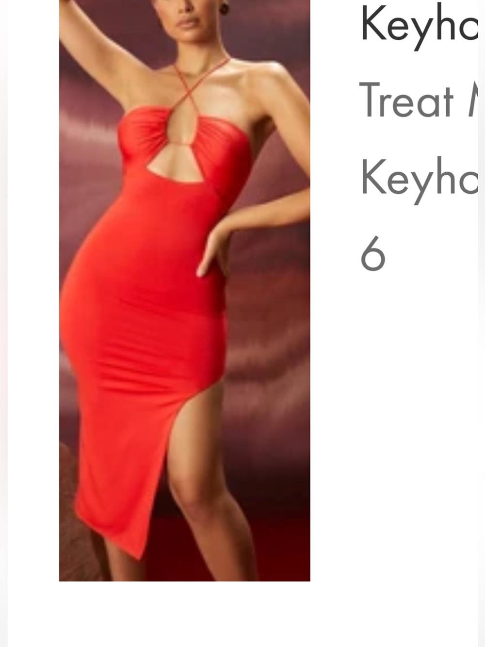 Oh Polly Red Cutout Midi Bodycon Dress with Asymmetric Slit